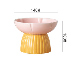 Elevate Your Cat's Dining Experience with the Pet Macaron Color Ceramic Feeding Bowl